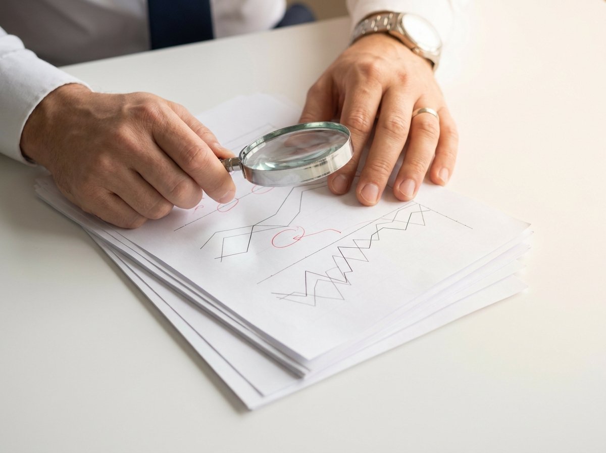 Expert reviewer annotating a research report, representing MOTM's 100% expert review process