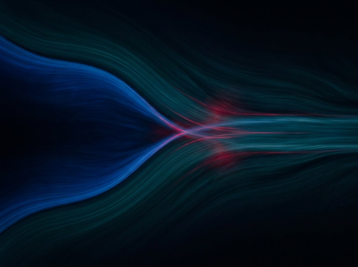 Two streams of light merging, representing inbound and outbound channels unified by one research base